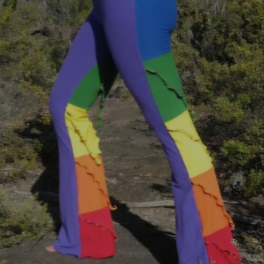 Rainbow Chakra Pride Festival Party Hawaiian Leggings Yoga Fitness Pants Size S